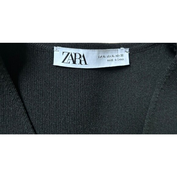 Women's Zara Black Ponte Short Sleeve Cardigan Top Size XL - Picture 7 of 8